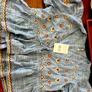 Blue Embroidered Top